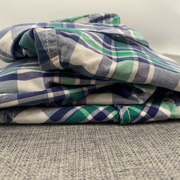 Men's Plaid Aeropostale Button Down Shirt Medium Long Sleeve 100% Cotton Green B - Picture 14 of 15